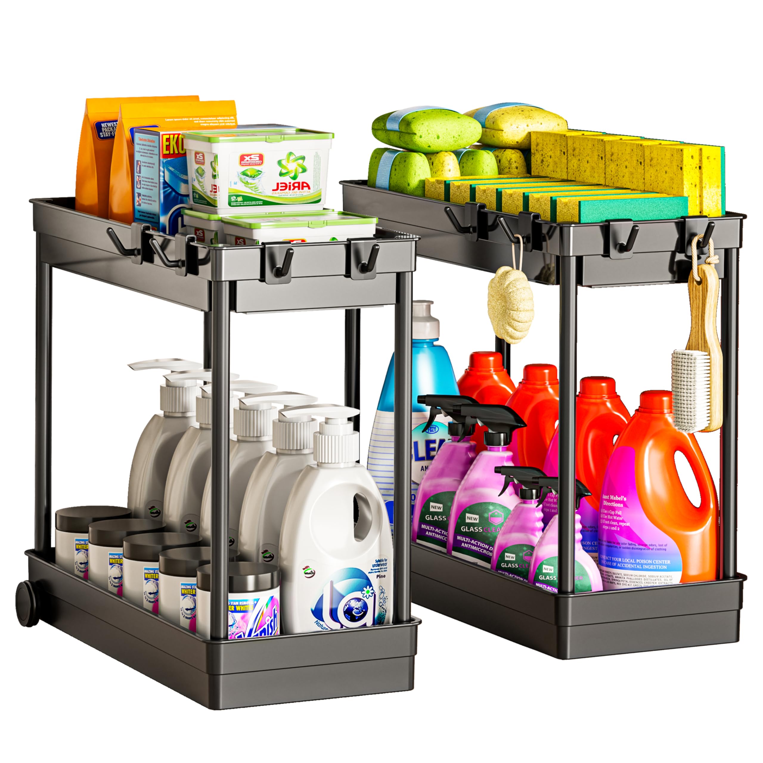 Cicilyna under-sink organizer with two tiers keeps bathroom essentials organized