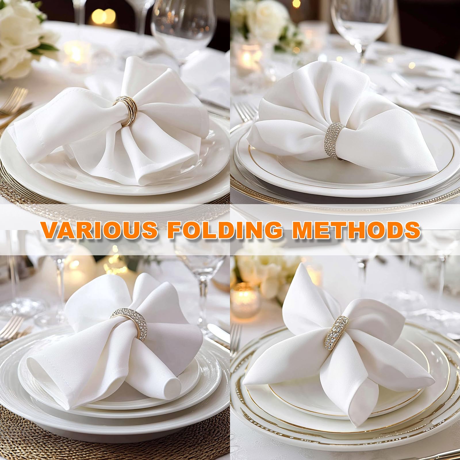 Cieltown wedding dining setup featuring white napkins