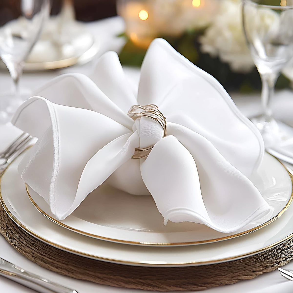 Cieltown white napkins 12-pack flatlay for clean dining setup