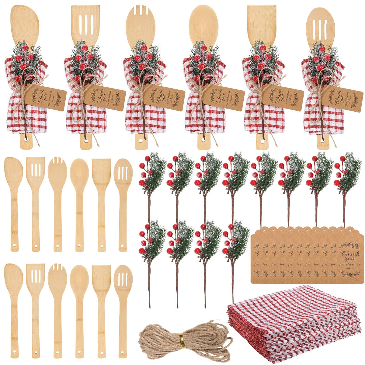 CIEOVO Christmas kitchen spoons highlight durable bamboo for easy stirring and serving