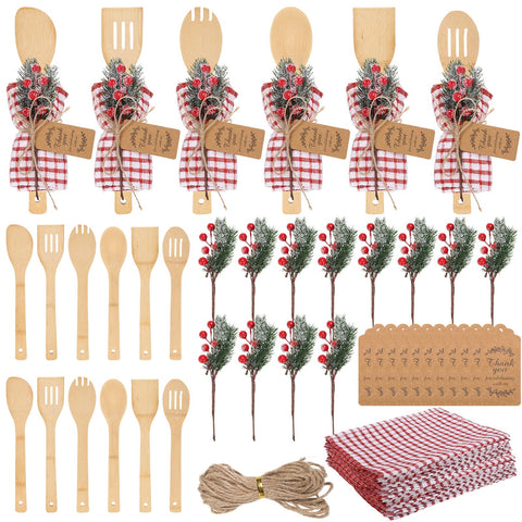 CIEOVO Christmas kitchen spoons highlight durable bamboo for easy stirring and serving