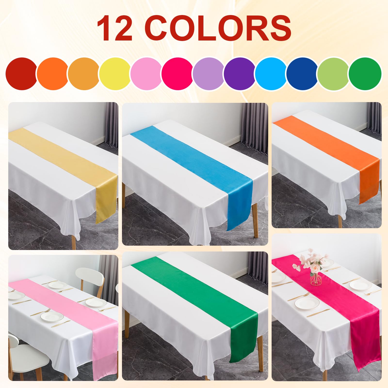 CIEOVO durable polyester satin runner adds soft shine to celebrations.