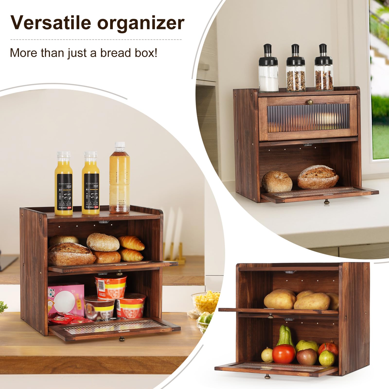 Ciilee Baby Bread Box double-decker design fits multiple loaves.