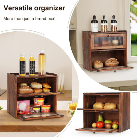 Ciilee Baby Bread Box double-decker design fits multiple loaves.