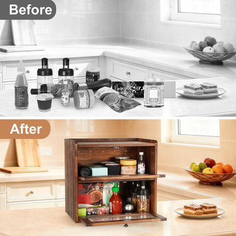 Ciilee Baby Bread Box wooden detailing adds kitchen warmth.