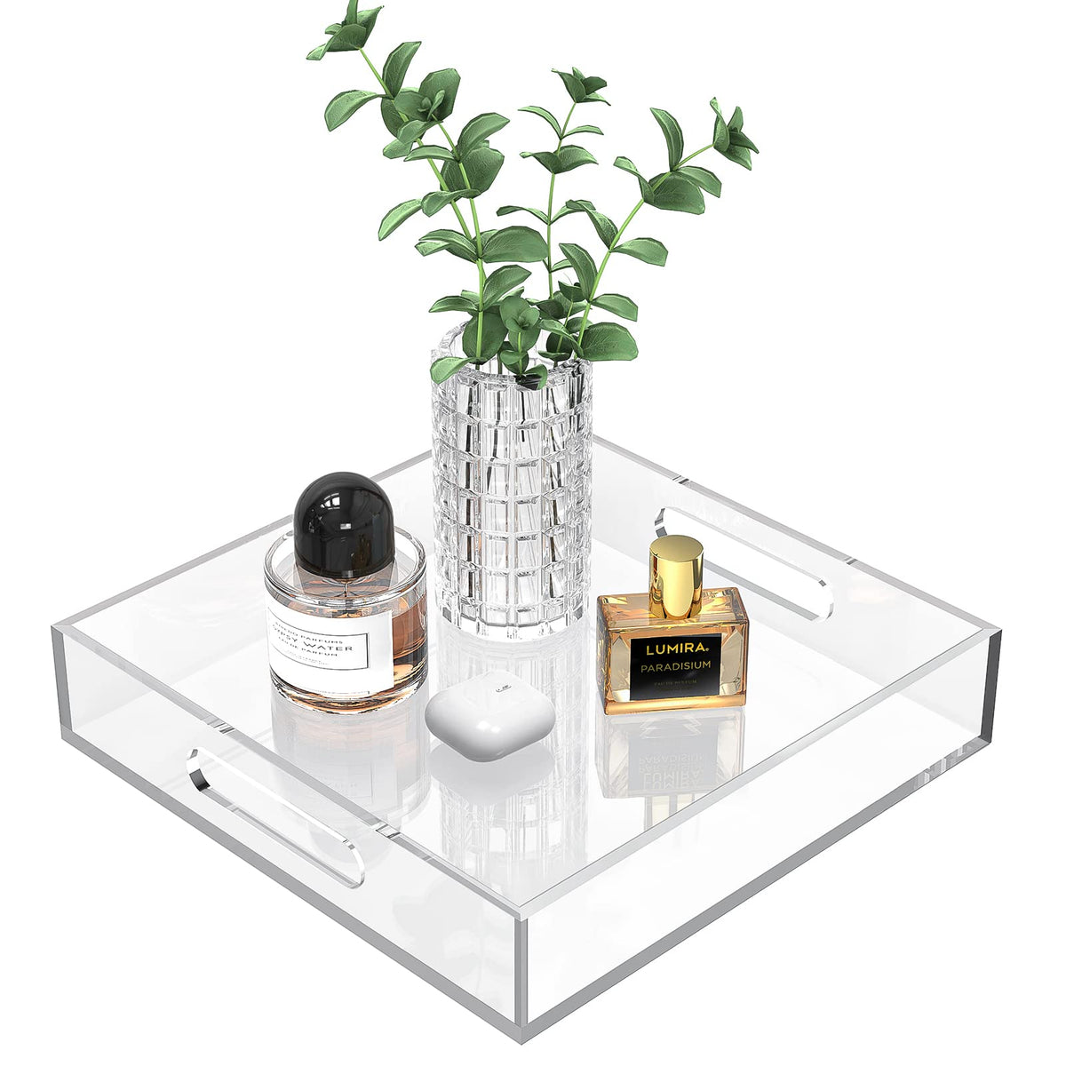 Cilinta decorative tray 10x10 clear for stylish home organization