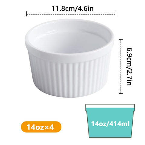 Cinf porcelain ramekins closeup shows smooth glaze and sturdy edges for daily use.