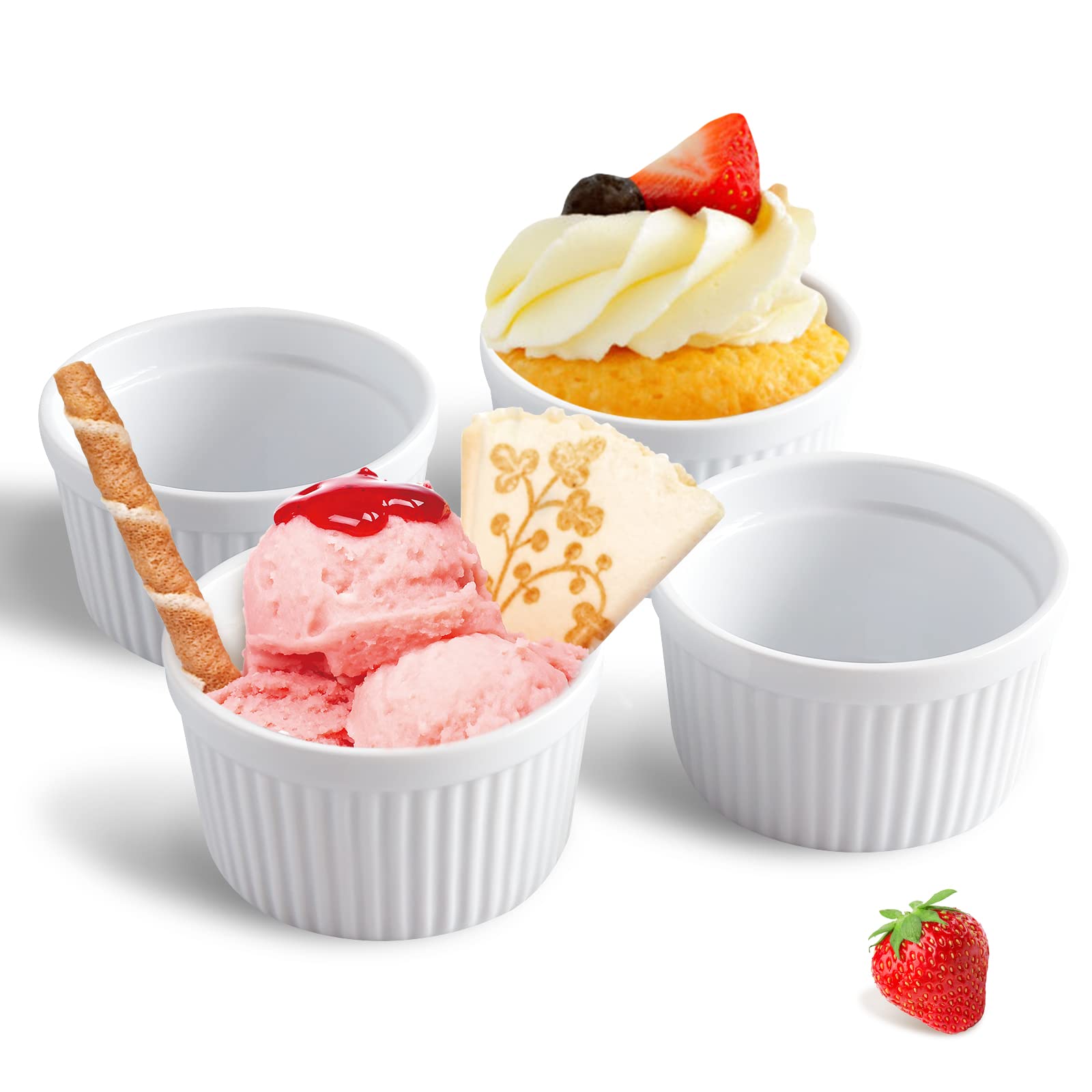 Cinf White 14oz soufflé dishes set of four for versatile baking and serving.