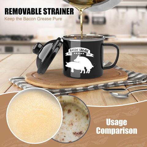 Black enamel finish on CINNIE&JHIN grease container for durable, stain‑resistant use