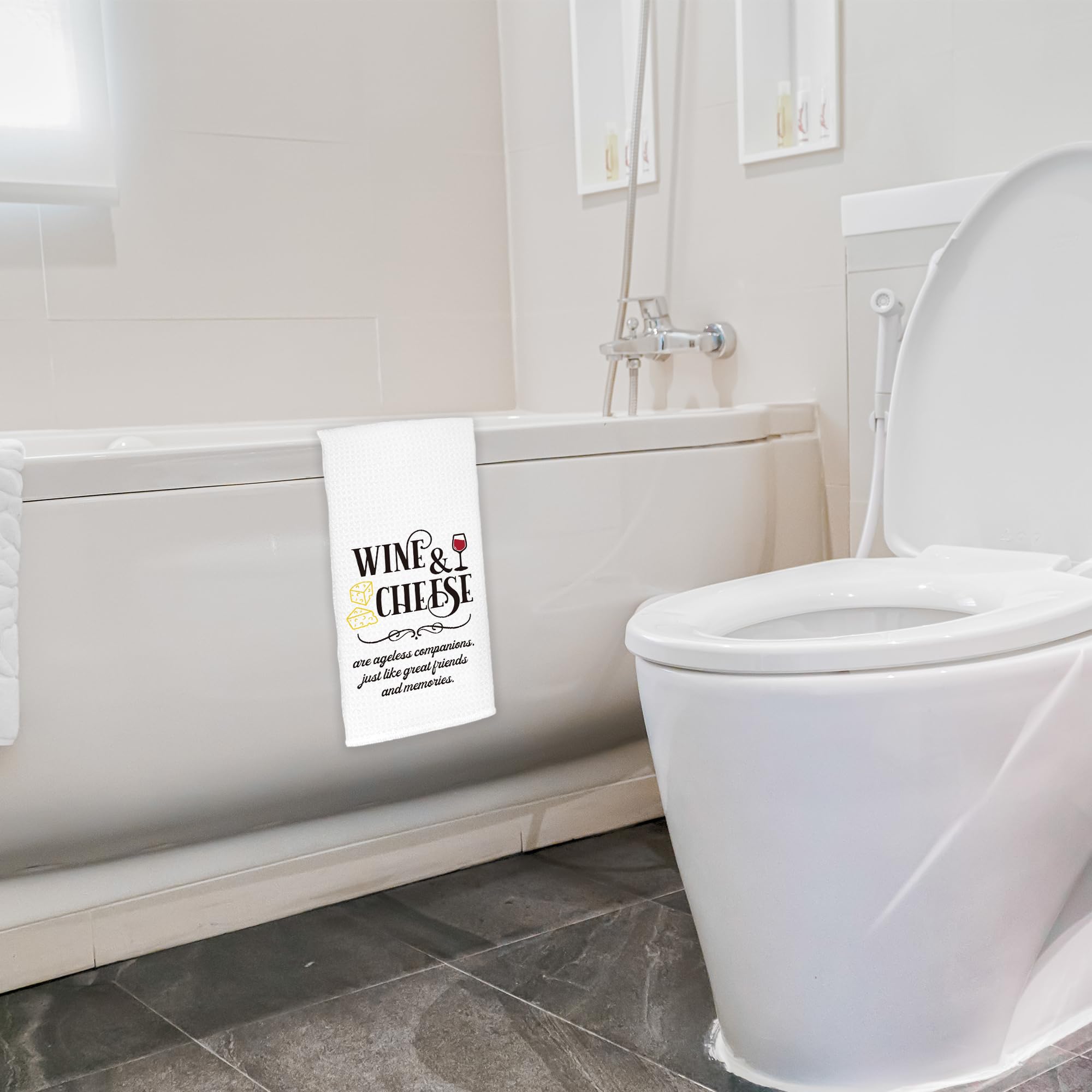 CIOJUNE Wine Kitchen Towels on countertop, convenient for everyday tasks.