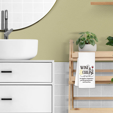 CIOJUNE Wine Kitchen Towels in use, absorbs spills and dries glassware.