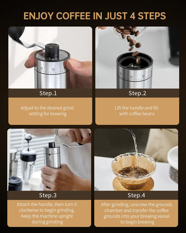 CIRCLE JOY 40 external grind settings cover espresso to French press for versatility.