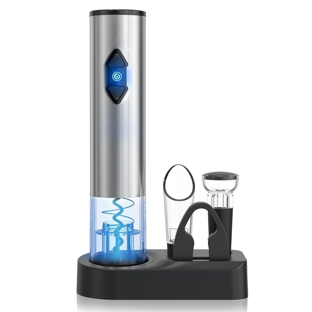 Circle Joy 5-in-1 electric wine opener front view, cordless convenience for quick bottle access.