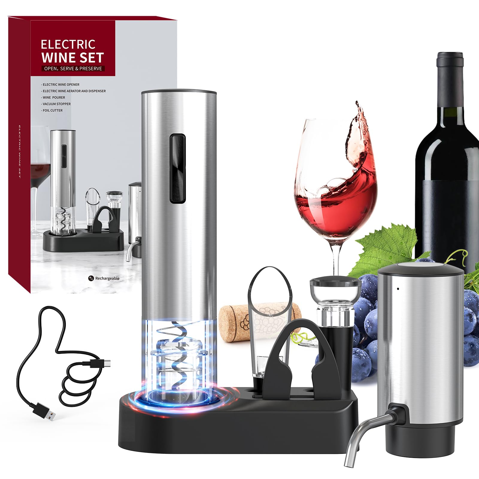 Circle Joy 6-in-1 wine opener in use, featuring easy uncorking and precise pouring