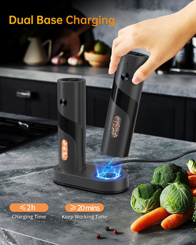 Circle Joy grinder with adjustable coarseness dial for precise seasoning texture.