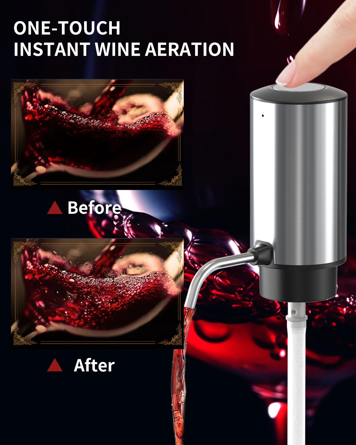 Circle Joy auto-aerating pourer delivering enhanced aroma as it pours
