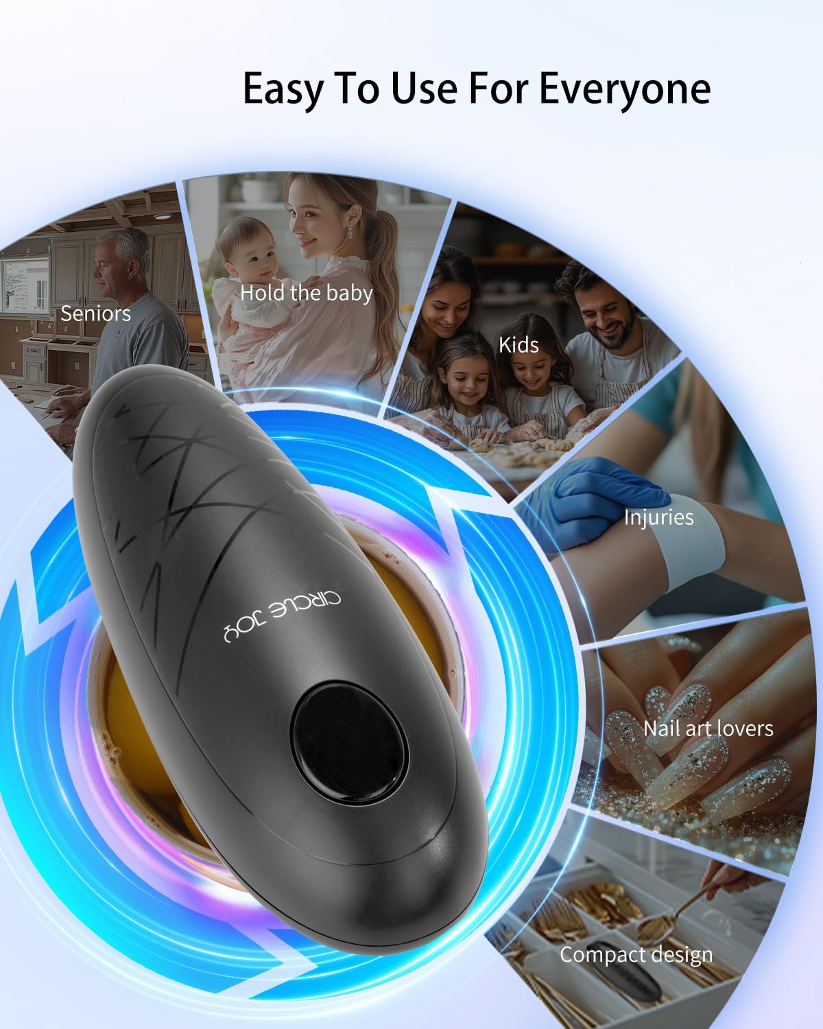 Circle Joy camping can opener demonstrates portable opening on the go.
