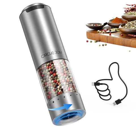 Circle Joy electric pepper grinder exterior design for clean, precise seasoning.