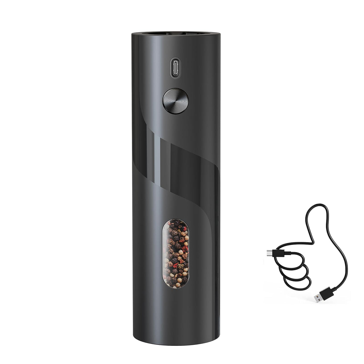 Circle Joy electric pepper mill with top-loading design for mess-free refills.