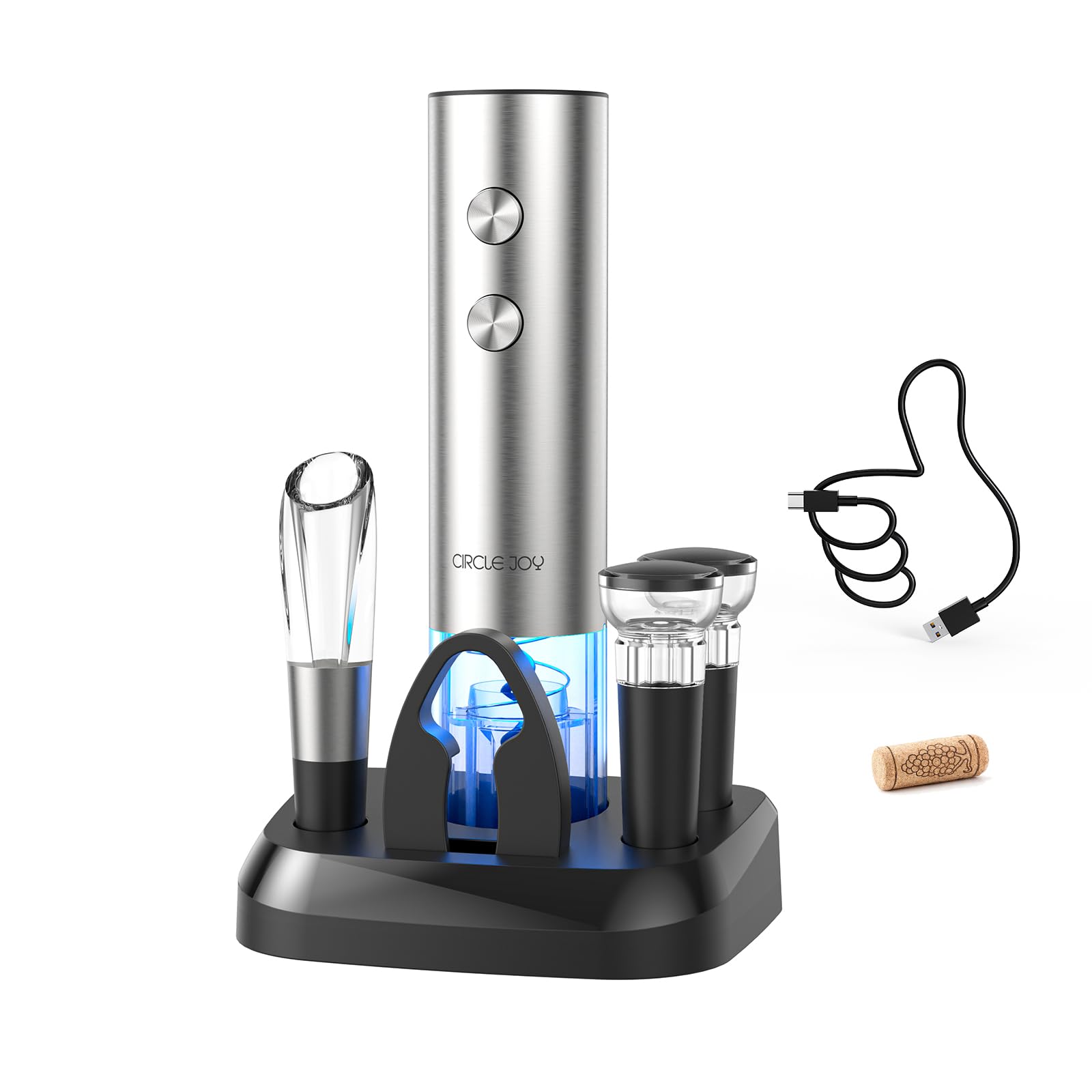 CIRCLE JOY Electric Wine Opener with base for effortless bottle opening