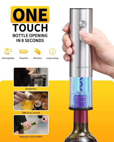 Circle Joy foil cutter-wine opener ensures clean foil removal and smooth pours.
