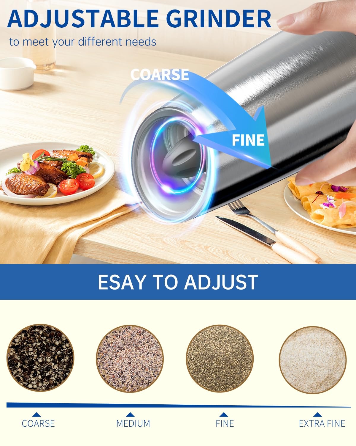 Circle Joy grinder with adjustable coarseness control