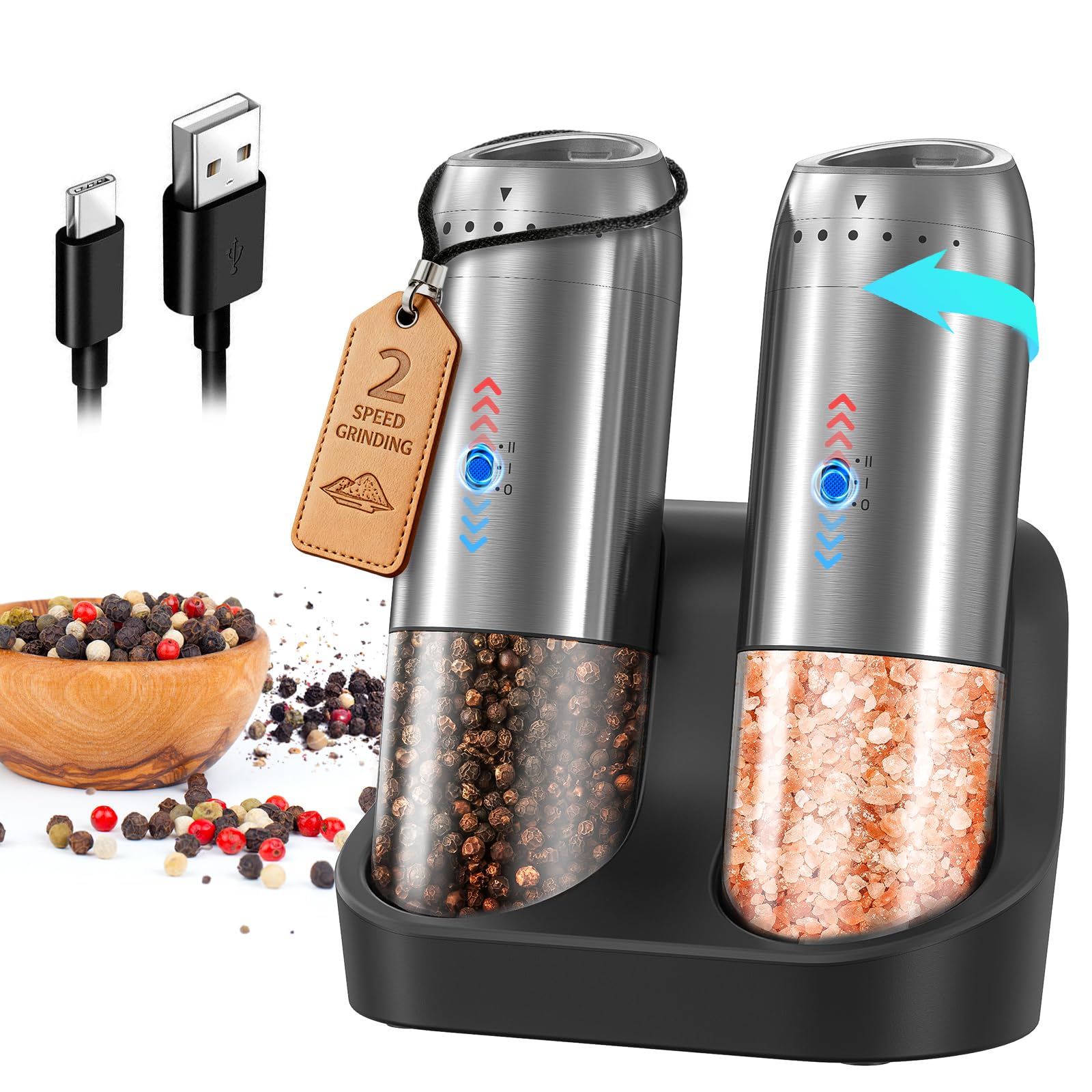 Circle Joy Gravity Grinder front view for quick, one handed seasoning on demand
