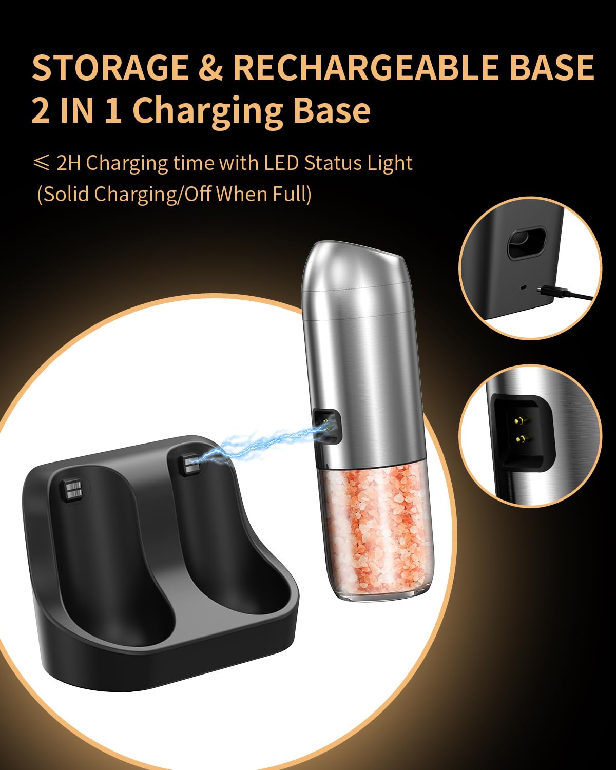 Circle Joy Gravity Grinder grinding action with LED light for visibility