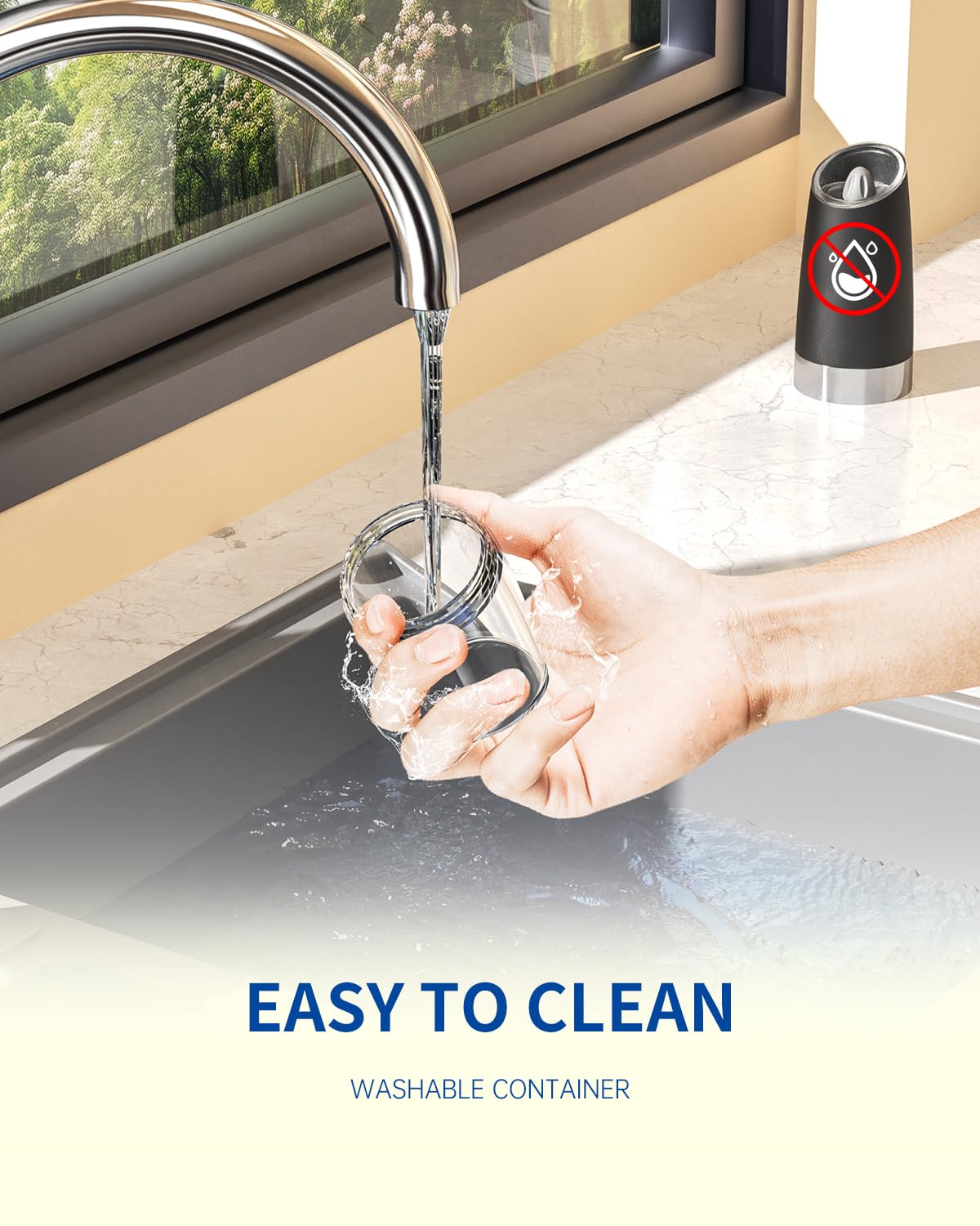 Circle Joy grinder in a kitchen and outdoor dining scene