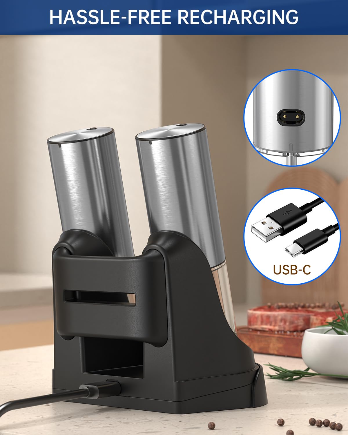 Circle Joy LED light illuminates seasoning during grinding