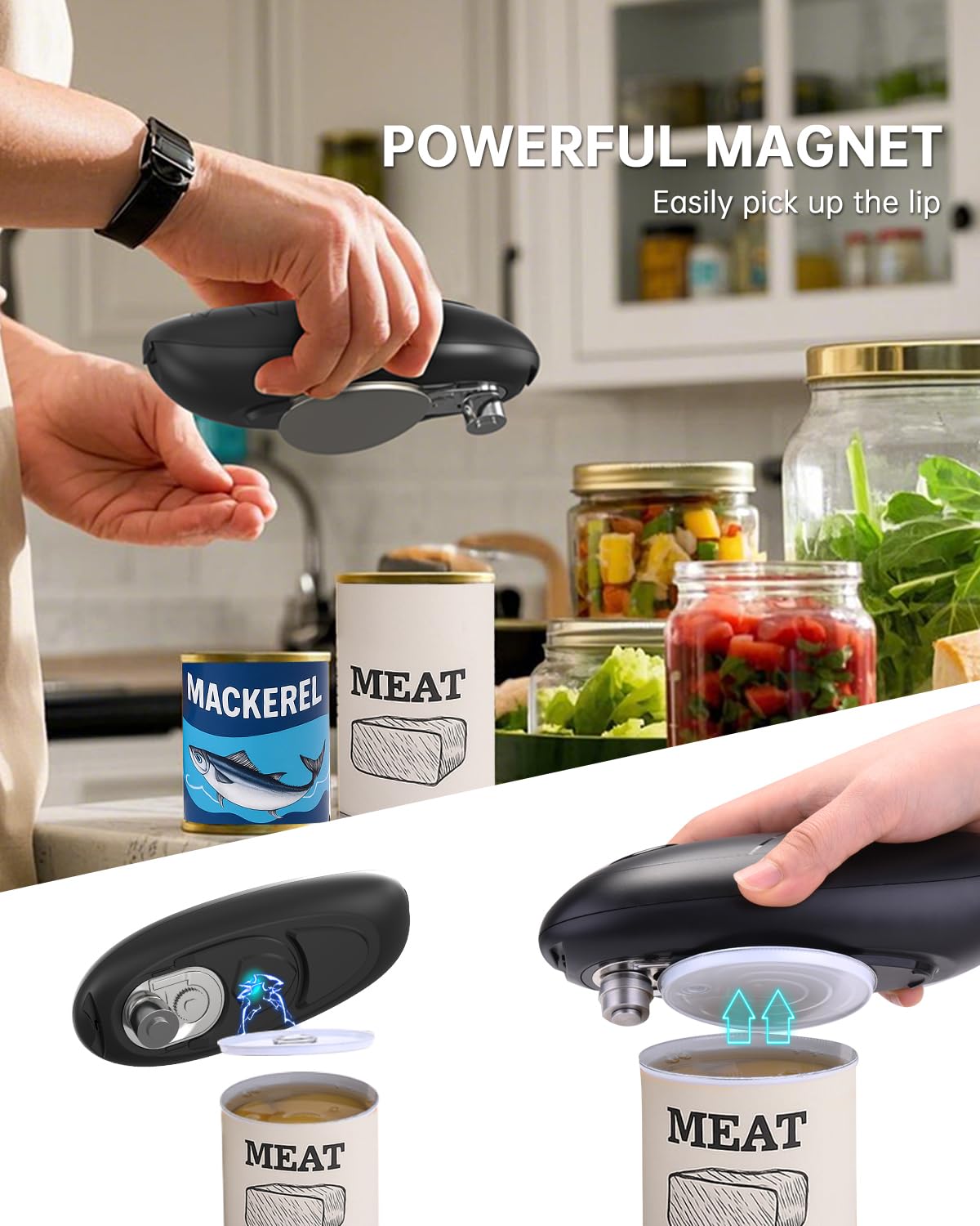 Circle Joy lid magnet lifts the can lid for clean, safe removal.