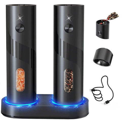 Circle Joy Electric Salt and Pepper Grinder with top-loading chambers for mess-free refills.
