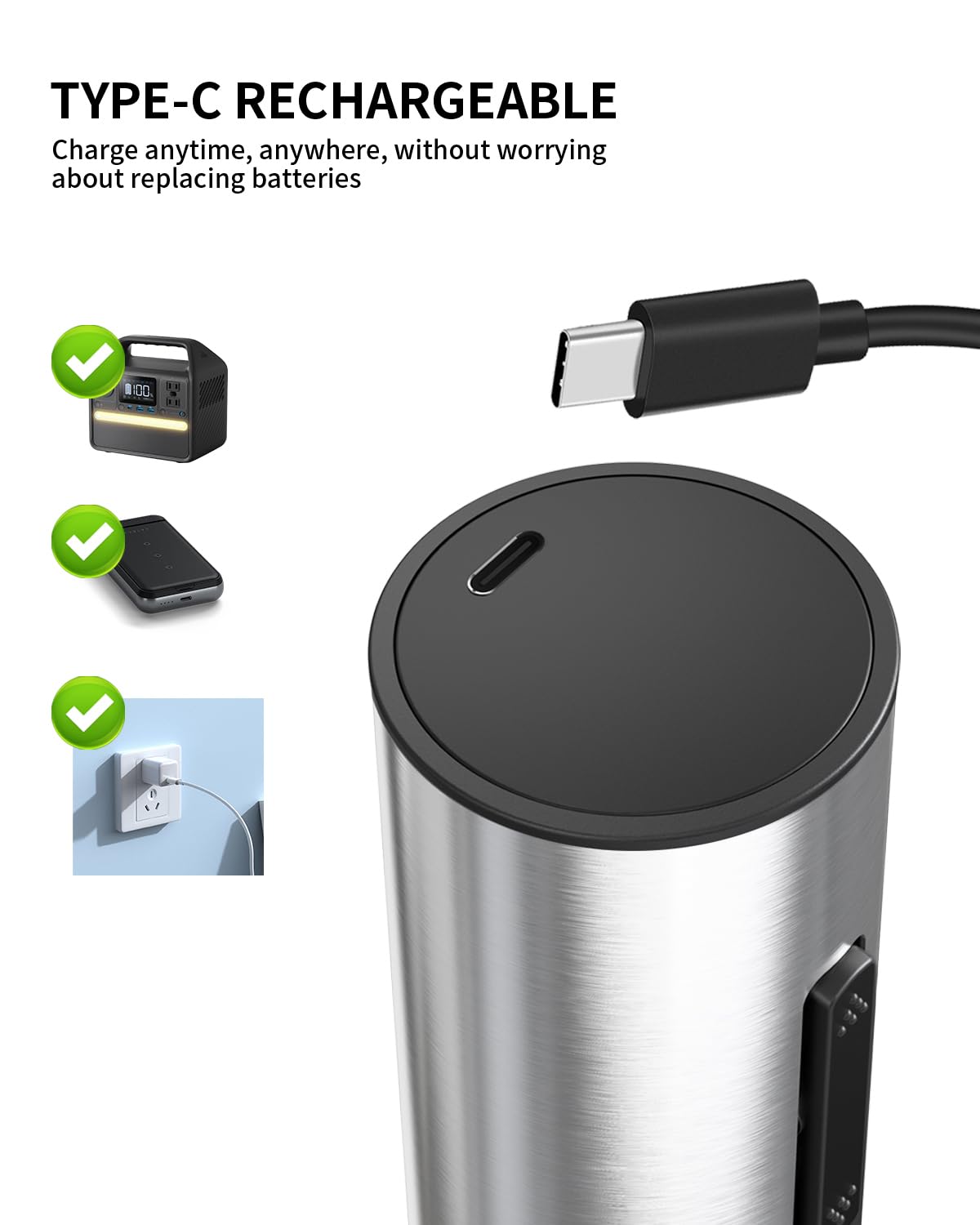 Circle Joy Type-C charging cable powering both opener and pourer