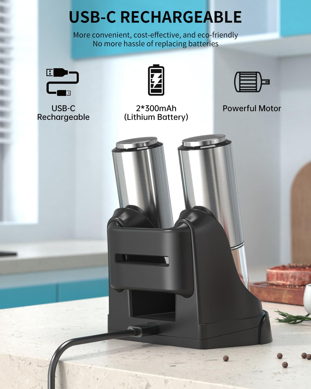 Circle Joy USB-C charging base keeps seasoning ready.