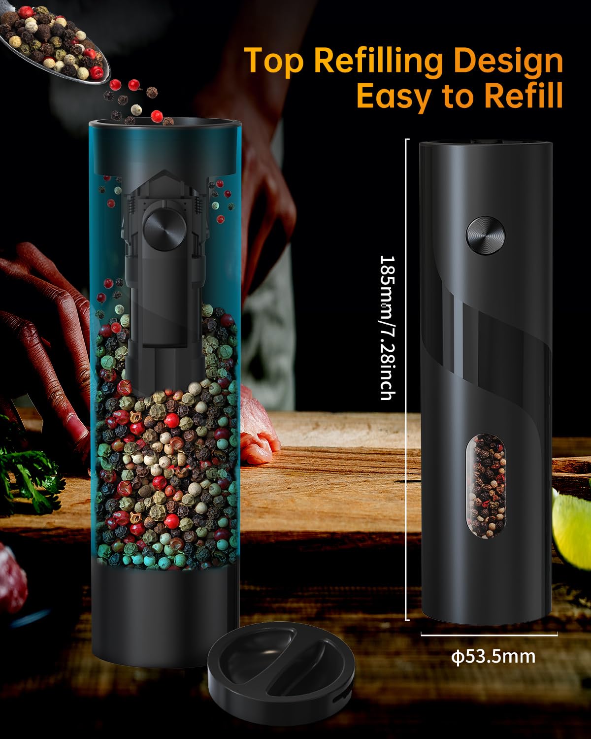 Circle Joy USB-rechargeable pepper mill for quick, on-the-go seasoning.