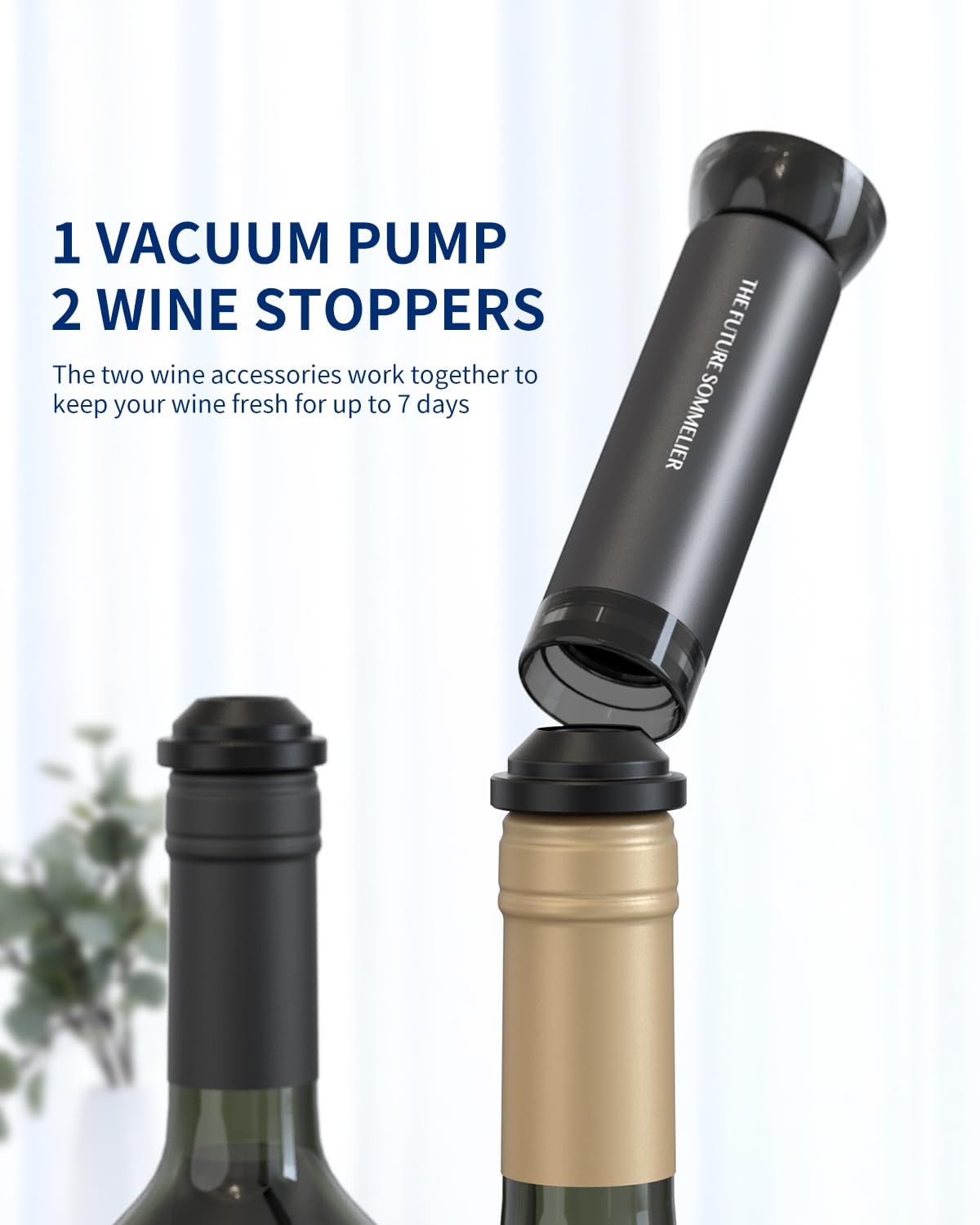 Circle Joy vacuum pump and two stoppers preserve wine freshness