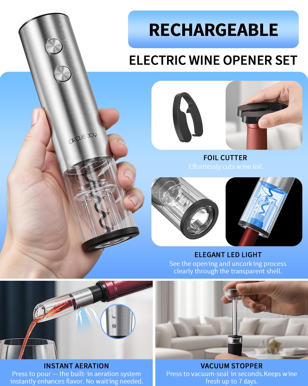 CIRCLE JOY Vacuum Stoppers preserve unfinished wine