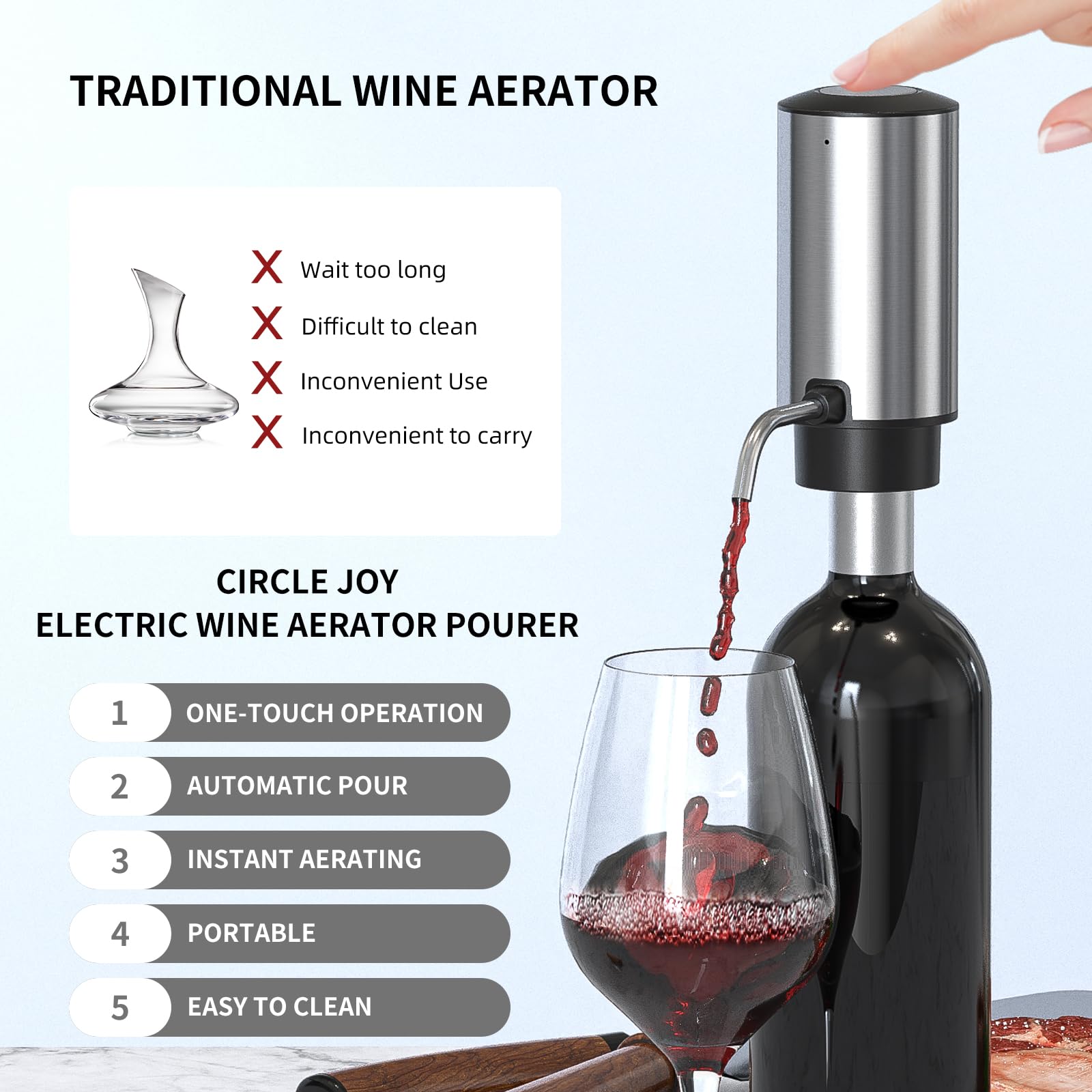 CIRCLE JOY vacuum stopper preserves wine after opening