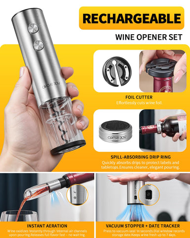 Circle Joy wine aerator-pourer enhances aroma for tastier, richer sips.