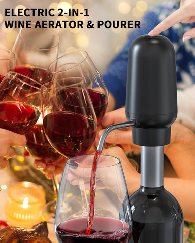 CIRCLE JOY 5-in-1 wine set in sleek black-silver finish