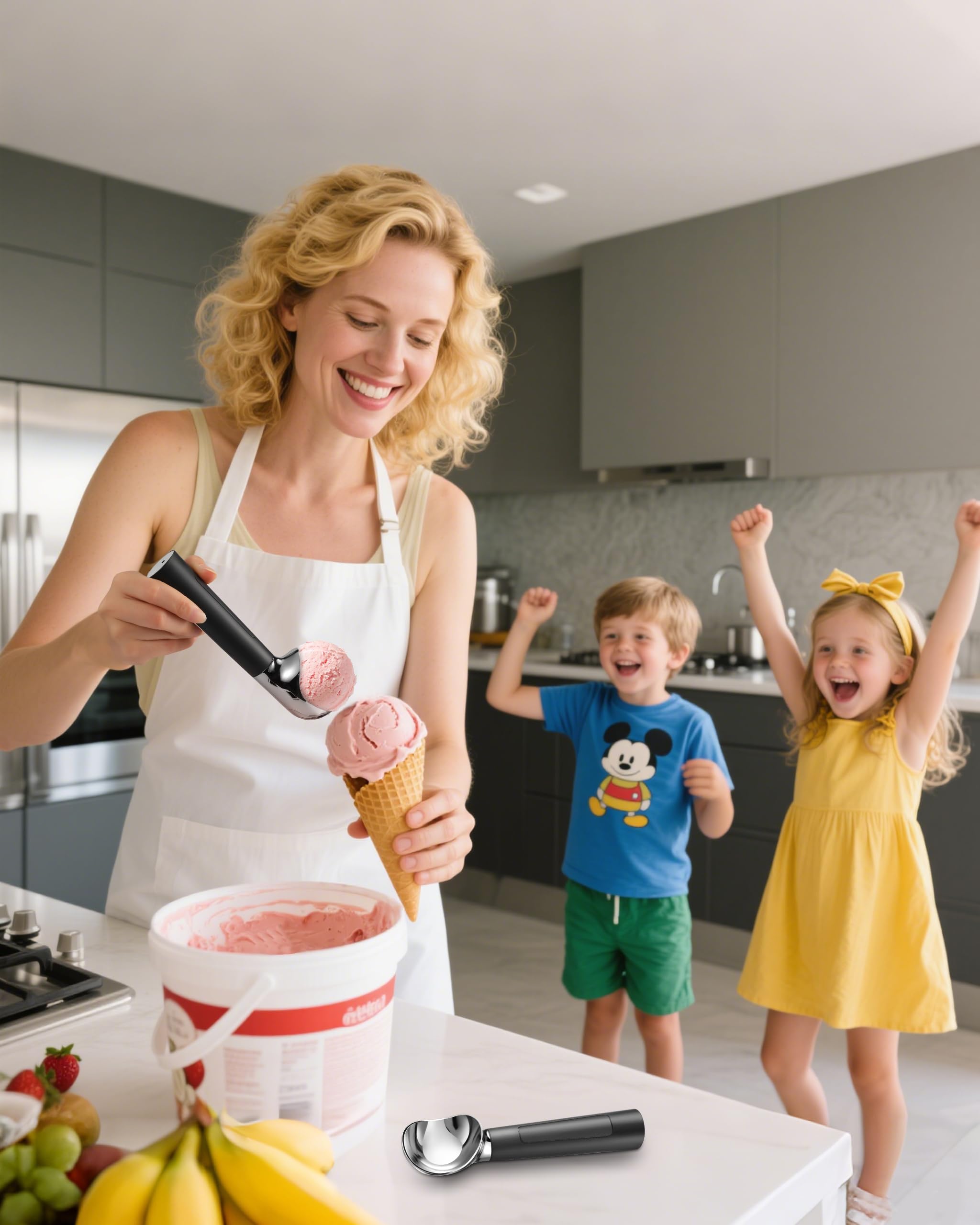 Circuiliving easy-clean-under-water ice scoop cleans quickly after use