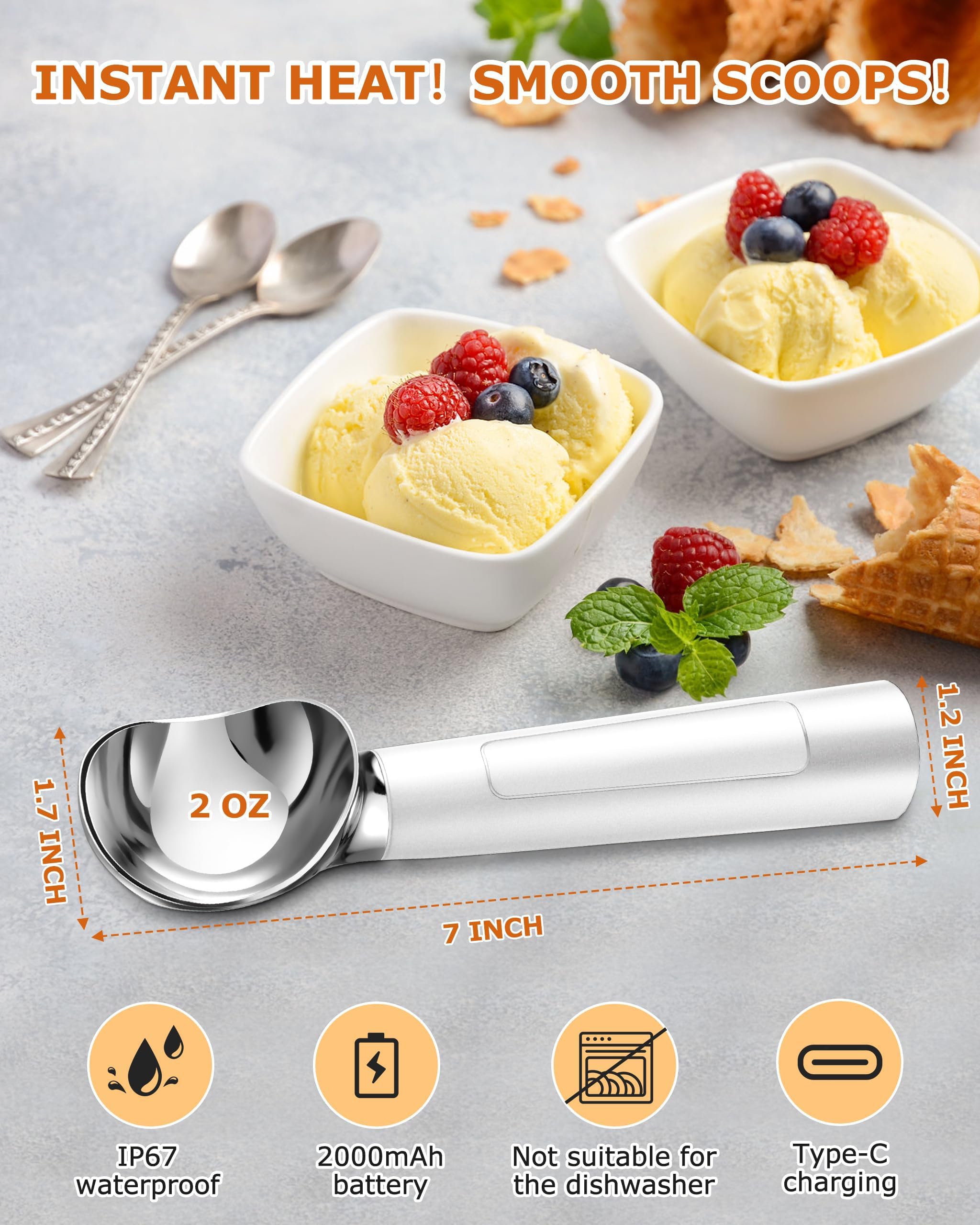 Circuiliving IP67 waterproof ice scoop resists splashes for easy cleanup