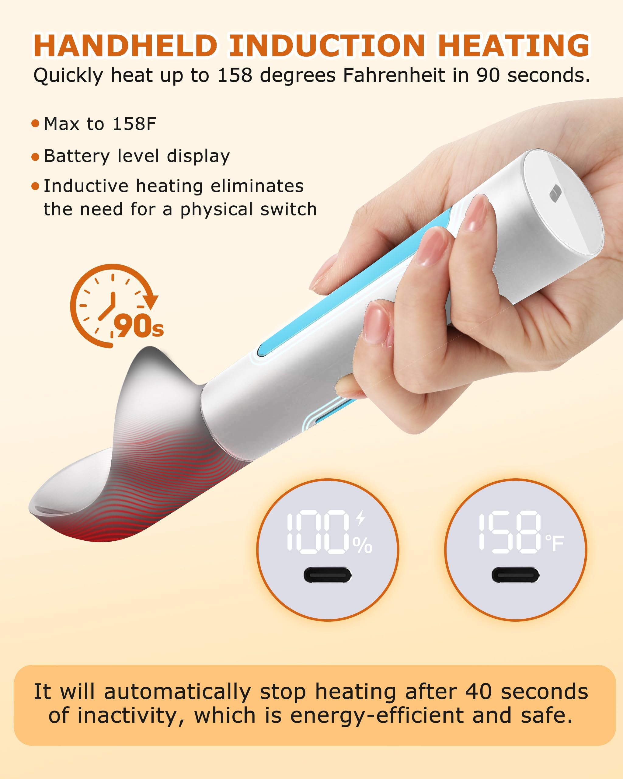 Circuiliving LED display ice scoop clearly shows temp and battery life