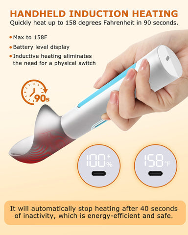 Circuiliving LED display ice scoop clearly shows temp and battery life