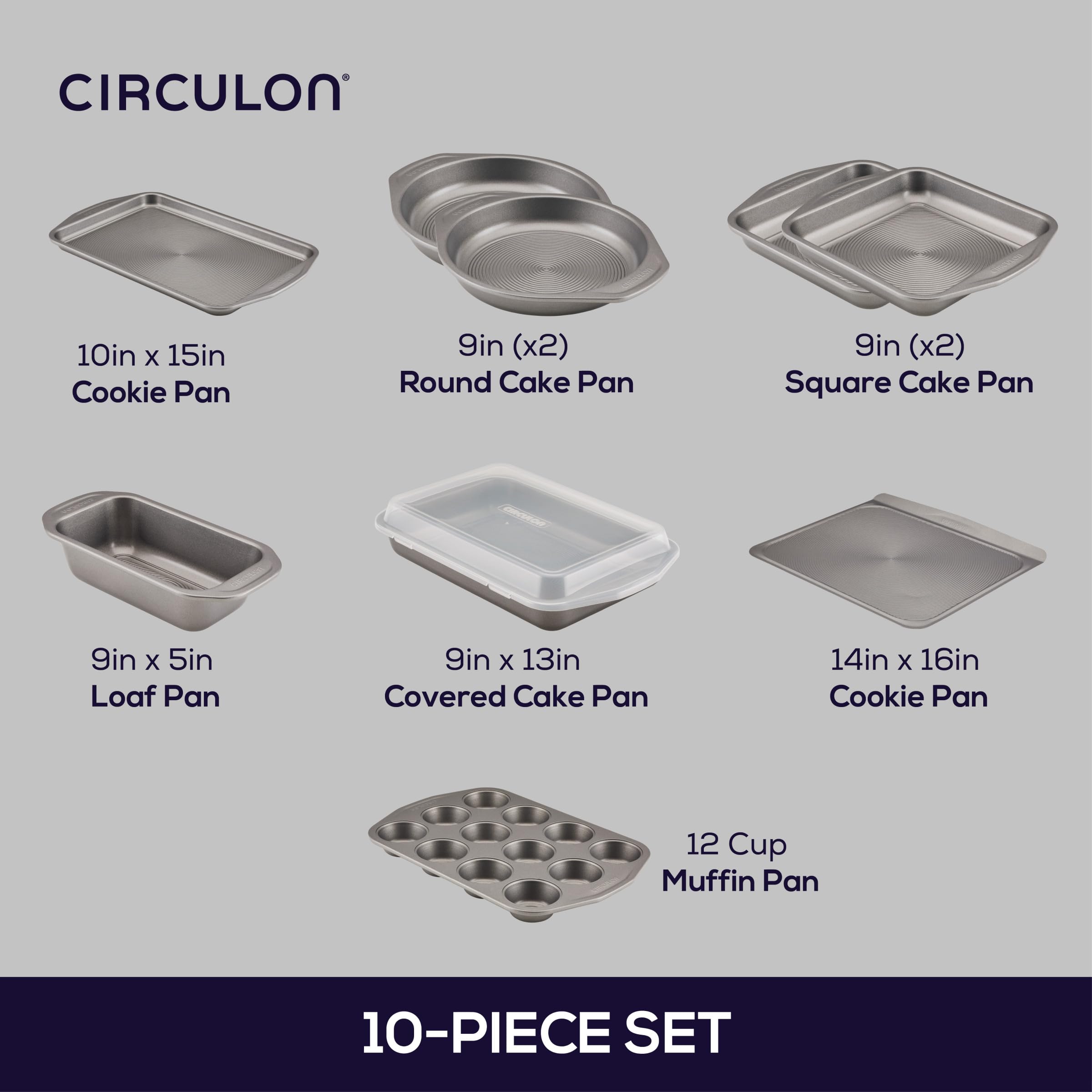 Circulon Total Nonstick Bakeware: 9x5 loaf pan for uniform slices and easy cleanup.