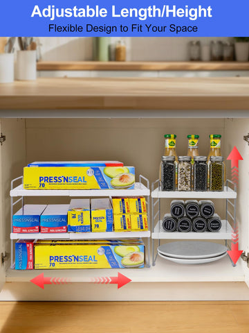 Cirhy kitchen storage rack adapts for cabinet or countertop use.