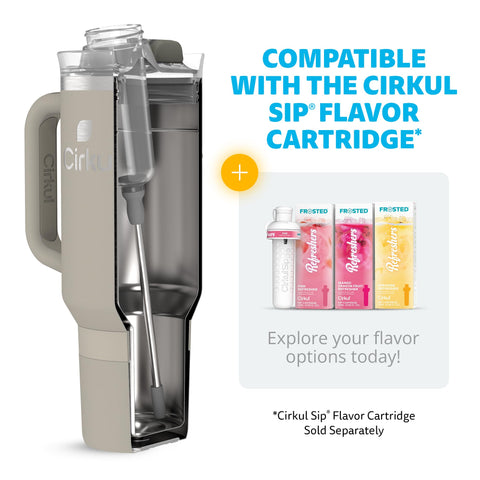 Cirkul cup-holder compatibility allows easy transport in cars and desks.