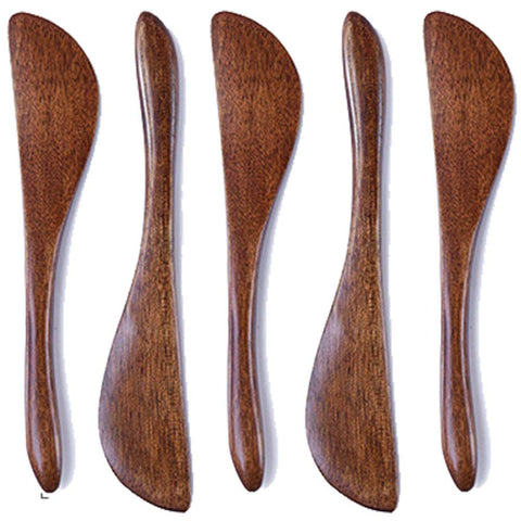 CISHNOU wood spreaders set of ten with natural finish for cheese and jams.