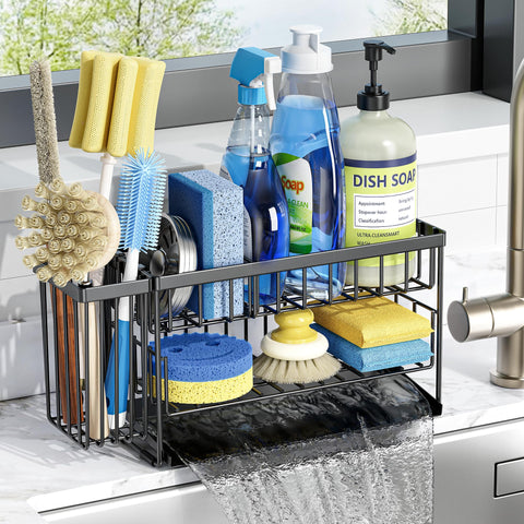 Cisily 2-tier sink caddy keeps soaps, sponges, and scrubbers organized on the counter