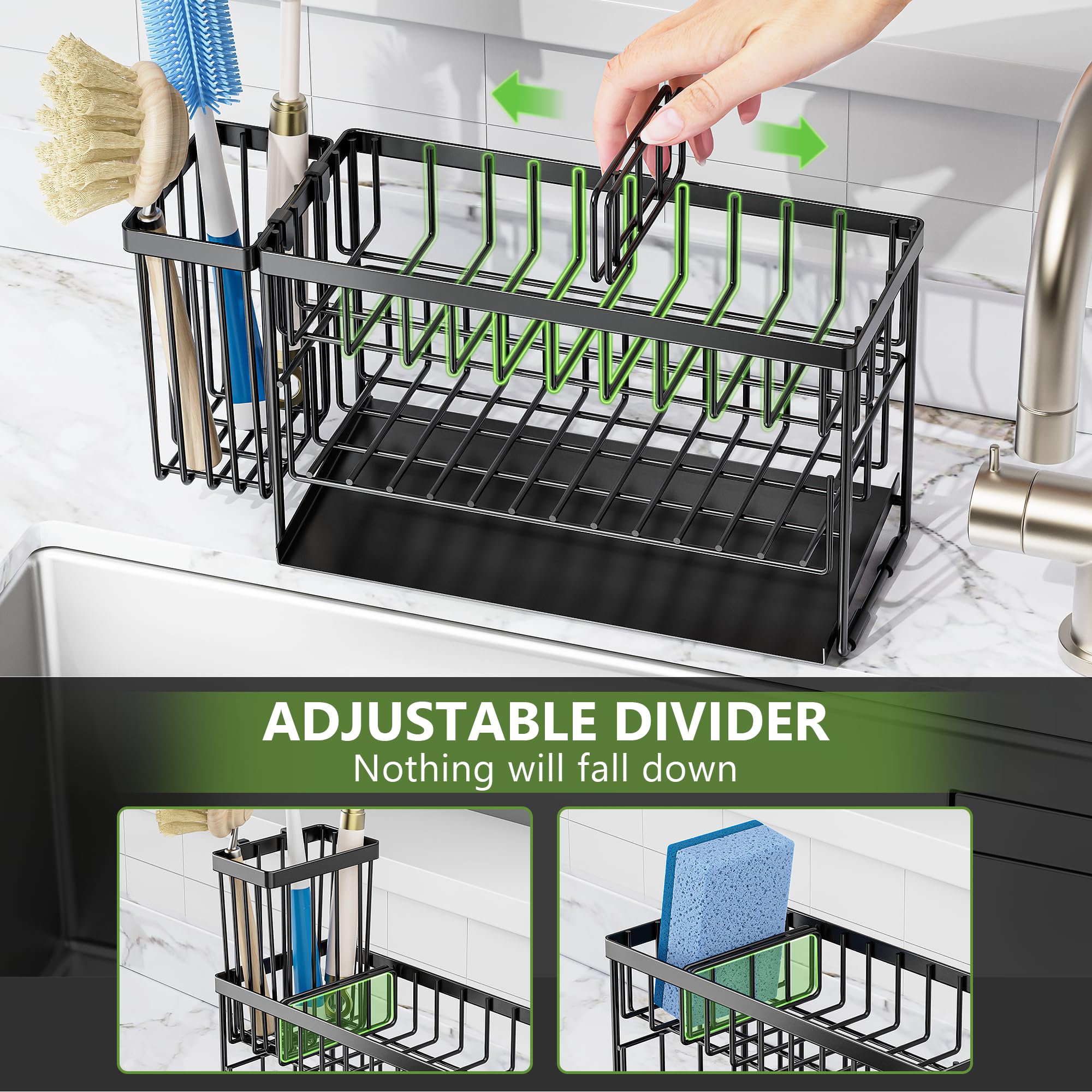 Cisily angled drain board channels water back to sink without drips